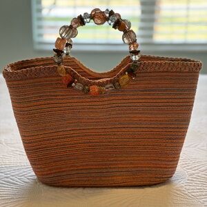 Purse Handcrafted Beaded Handle Tote Bag - Multicolor